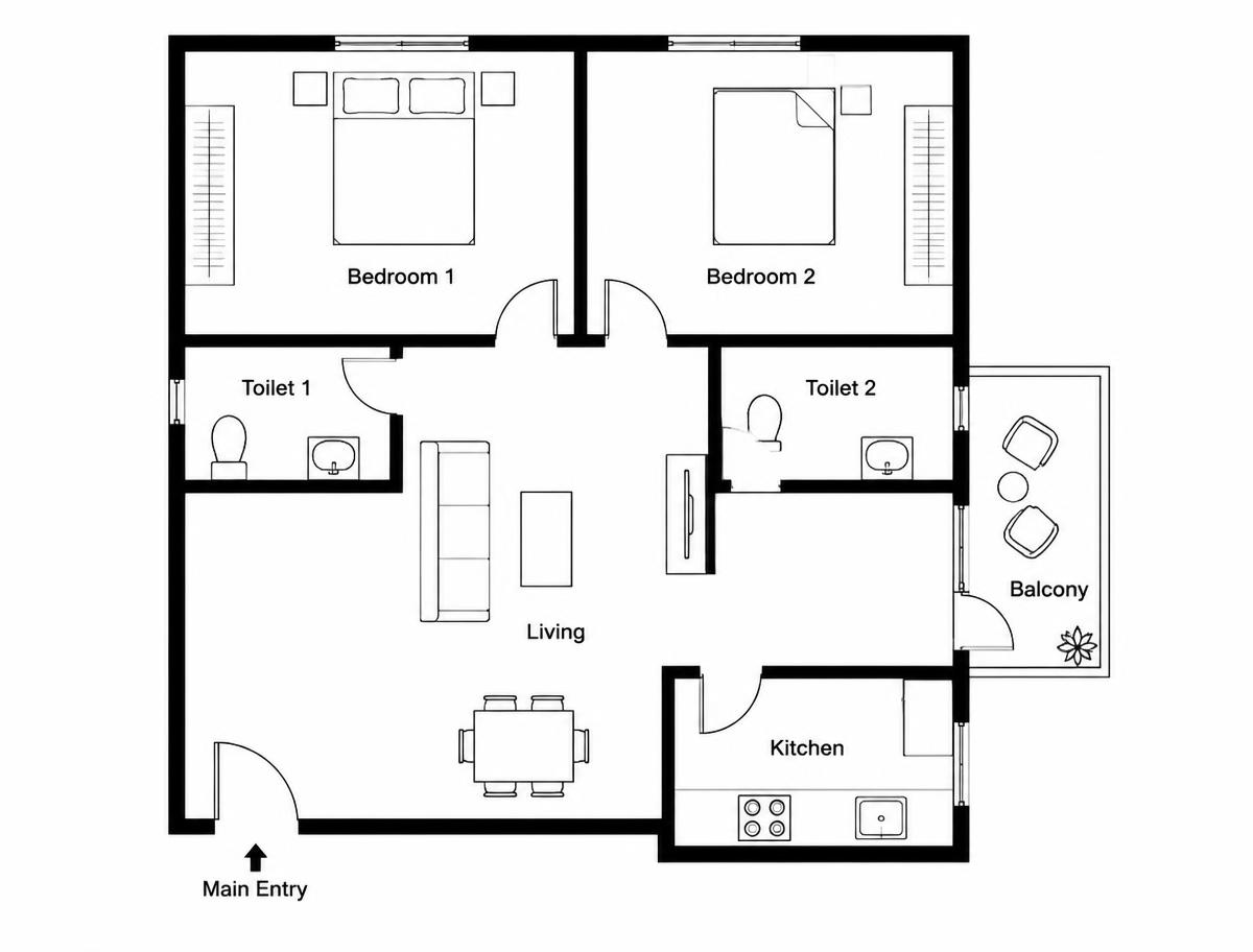 19 East 2 BHK floor plan