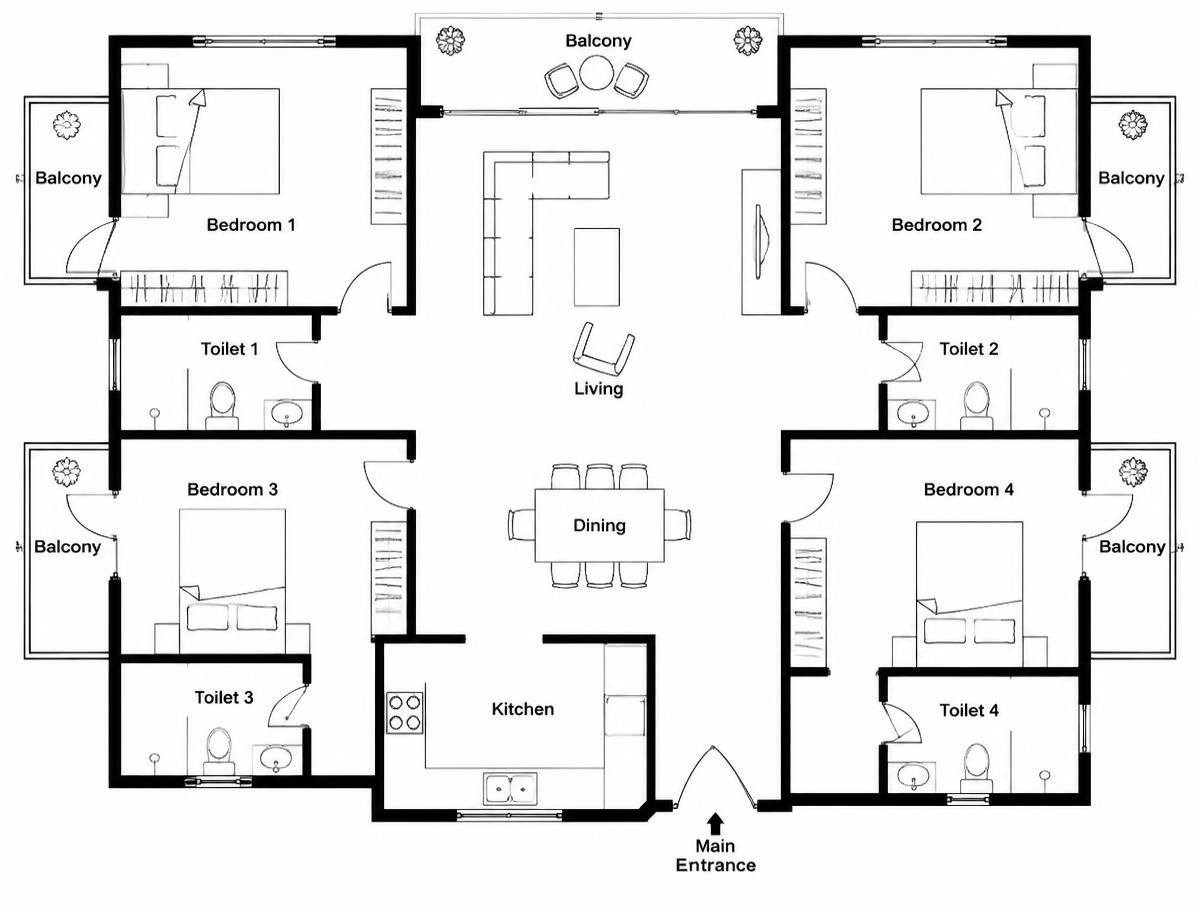 De Louis 4 BHK floor plan